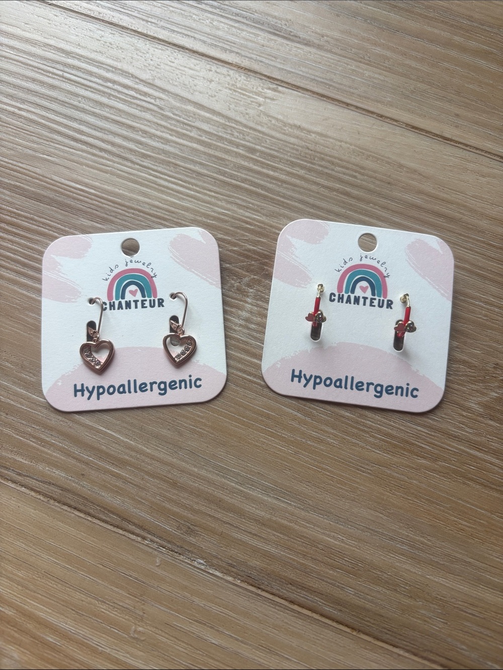 Kids Hypoallergenic Pink Heart & Hoop Earrings Set